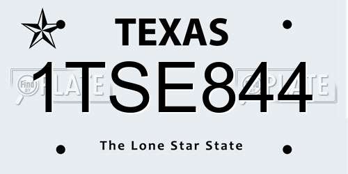 1TSE844 Texas License Plate