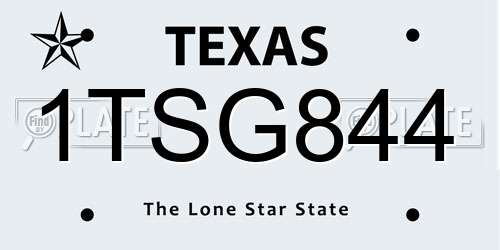 1TSG844 Texas License Plate