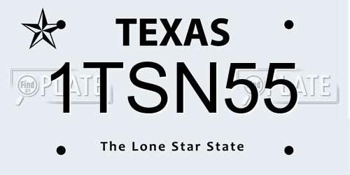 1TSN55 Texas License Plate
