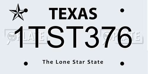1TST376 Texas License Plate