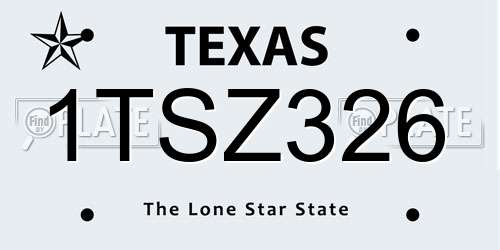 1TSZ326 Texas License Plate