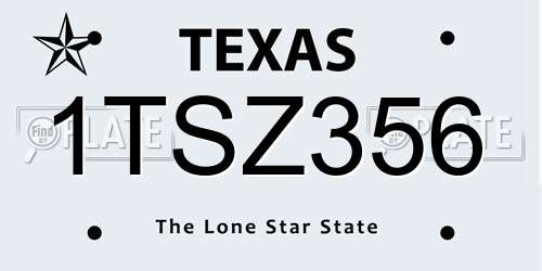 1TSZ356 Texas License Plate
