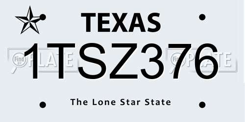 1TSZ376 Texas License Plate