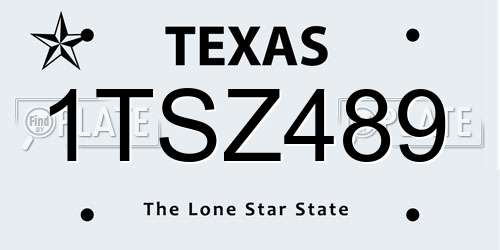 1TSZ489 Texas License Plate