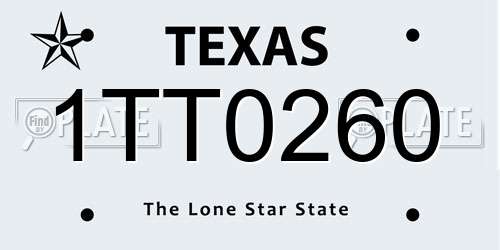 1TT0260 Texas License Plate