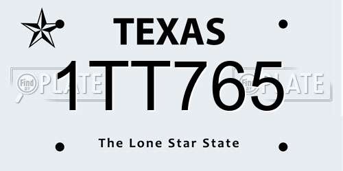 1TT765 Texas License Plate