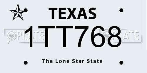1TT768 Texas License Plate