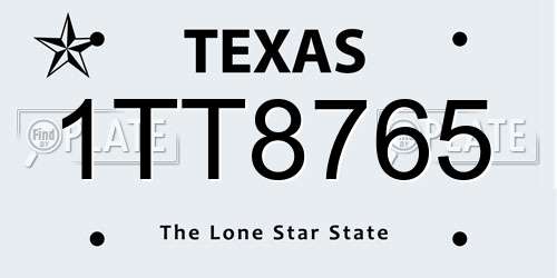1TT8765 Texas License Plate