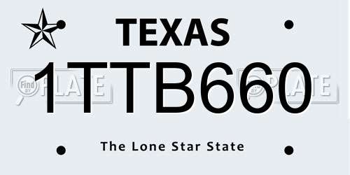 1TTB660 Texas License Plate