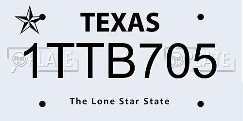 1TTB705 Texas License Plate