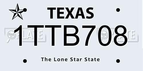 1TTB708 Texas License Plate