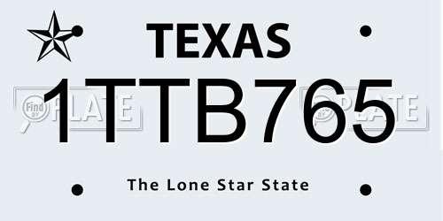 1TTB765 Texas License Plate
