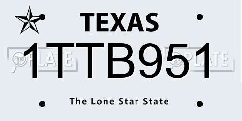 1TTB951 Texas License Plate