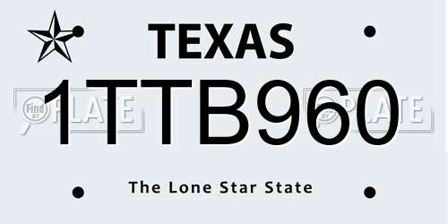 1TTB960 Texas License Plate