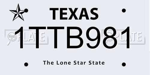 1TTB981 Texas License Plate