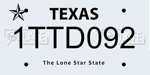 1TTD092 Texas License Plate