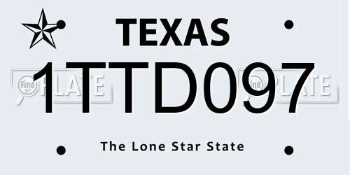 1TTD097 Texas License Plate