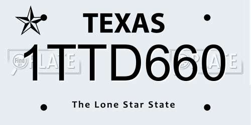 1TTD660 Texas License Plate