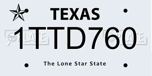1TTD760 Texas License Plate