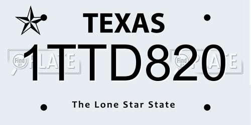 1TTD820 Texas License Plate