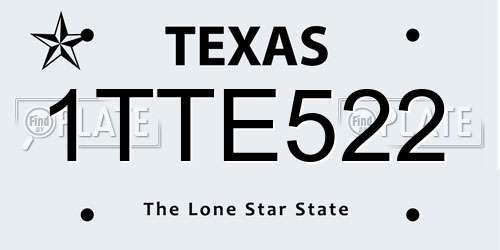 1TTE522 Texas License Plate