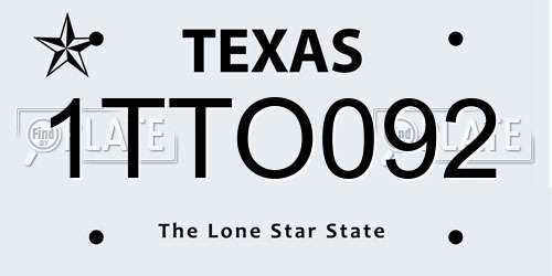 1TTO092 Texas License Plate