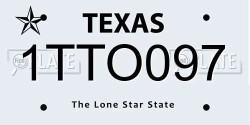 1TTO097 Texas License Plate