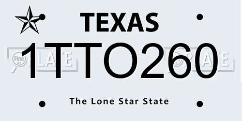 1TTO260 Texas License Plate