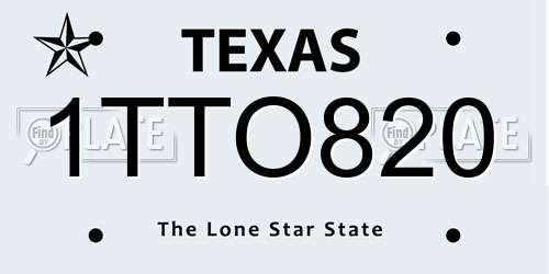 1TTO820 Texas License Plate