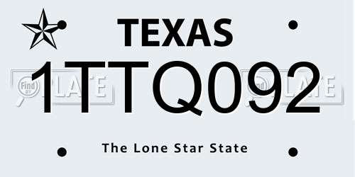 1TTQ092 Texas License Plate