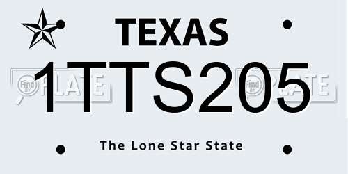1TTS205 Texas License Plate