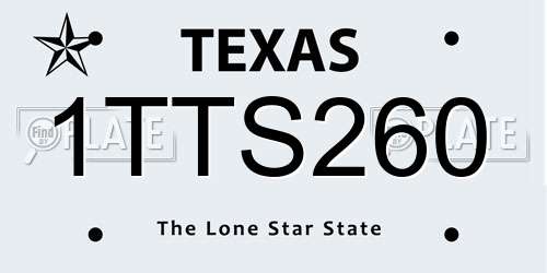 1TTS260 Texas License Plate
