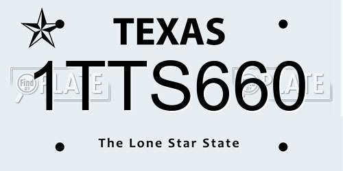 1TTS660 Texas License Plate