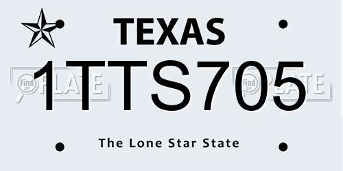 1TTS705 Texas License Plate