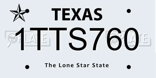 1TTS760 Texas License Plate