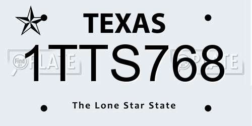 1TTS768 Texas License Plate
