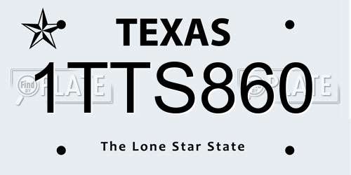 1TTS860 Texas License Plate