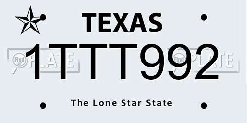 1TTT992 Texas License Plate