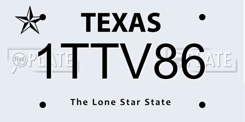 1TTV86 Texas License Plate