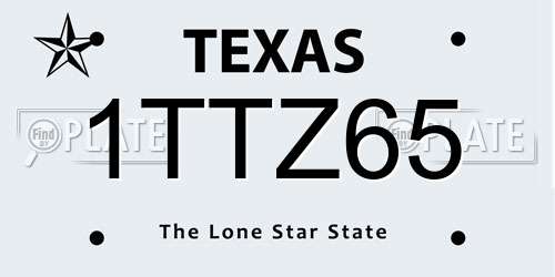 1TTZ65 Texas License Plate