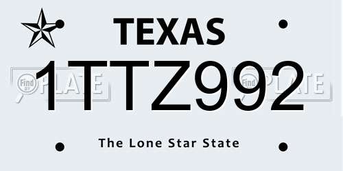 1TTZ992 Texas License Plate