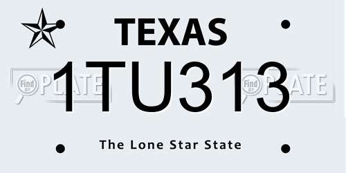1TU313 Texas License Plate