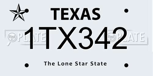 1TX342 Texas License Plate