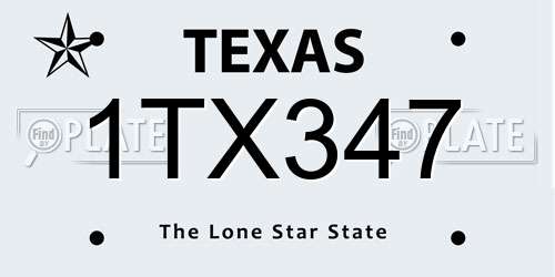 1TX347 Texas License Plate