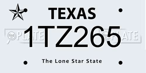 1TZ265 Texas License Plate
