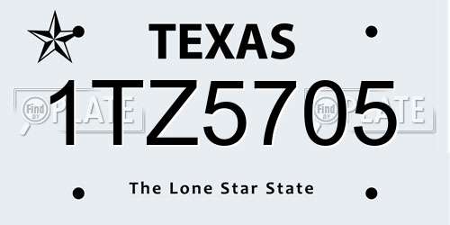 1TZ5705 Texas License Plate