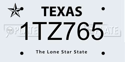1TZ765 Texas License Plate