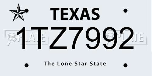 1TZ7992 Texas License Plate