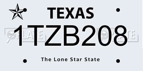 1TZB208 Texas License Plate