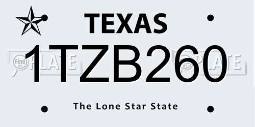 1TZB260 Texas License Plate